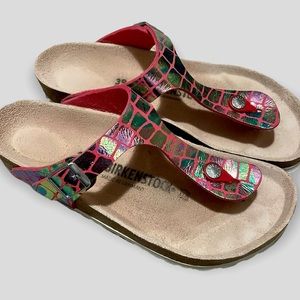 Birkenstock Gator Metallic Gizeh Sandals 39